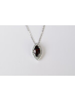 14KW 6.18g 3.36ctw (3.00ctr) Garnet & Diamond Halo Pendant 20"