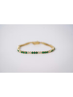 14KY 12.10g 2.86ctw Emerald & Diamond Tennis Bracelet 7"