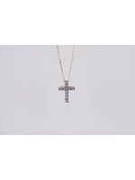 14KY 2.00g .17ctw Diamond Cross Necklace 16-18"