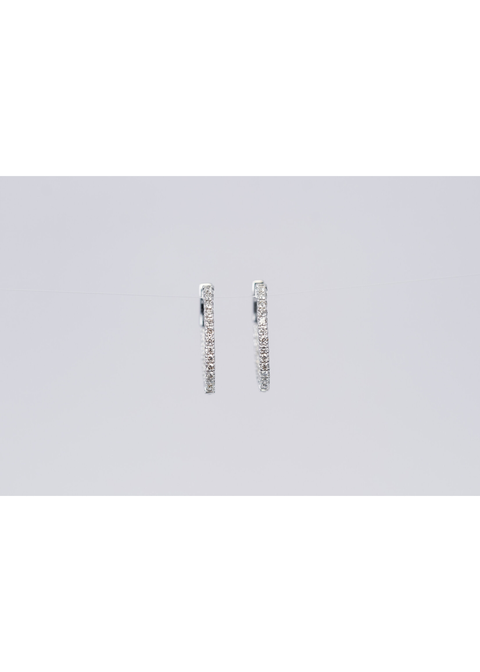 14KW 3.06g .70ctw Diamond Inside/Out Hoop Earrings