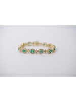 14KY 24.66g 8.00ctw Emerald & Diamond Vintage Bracelet 7"