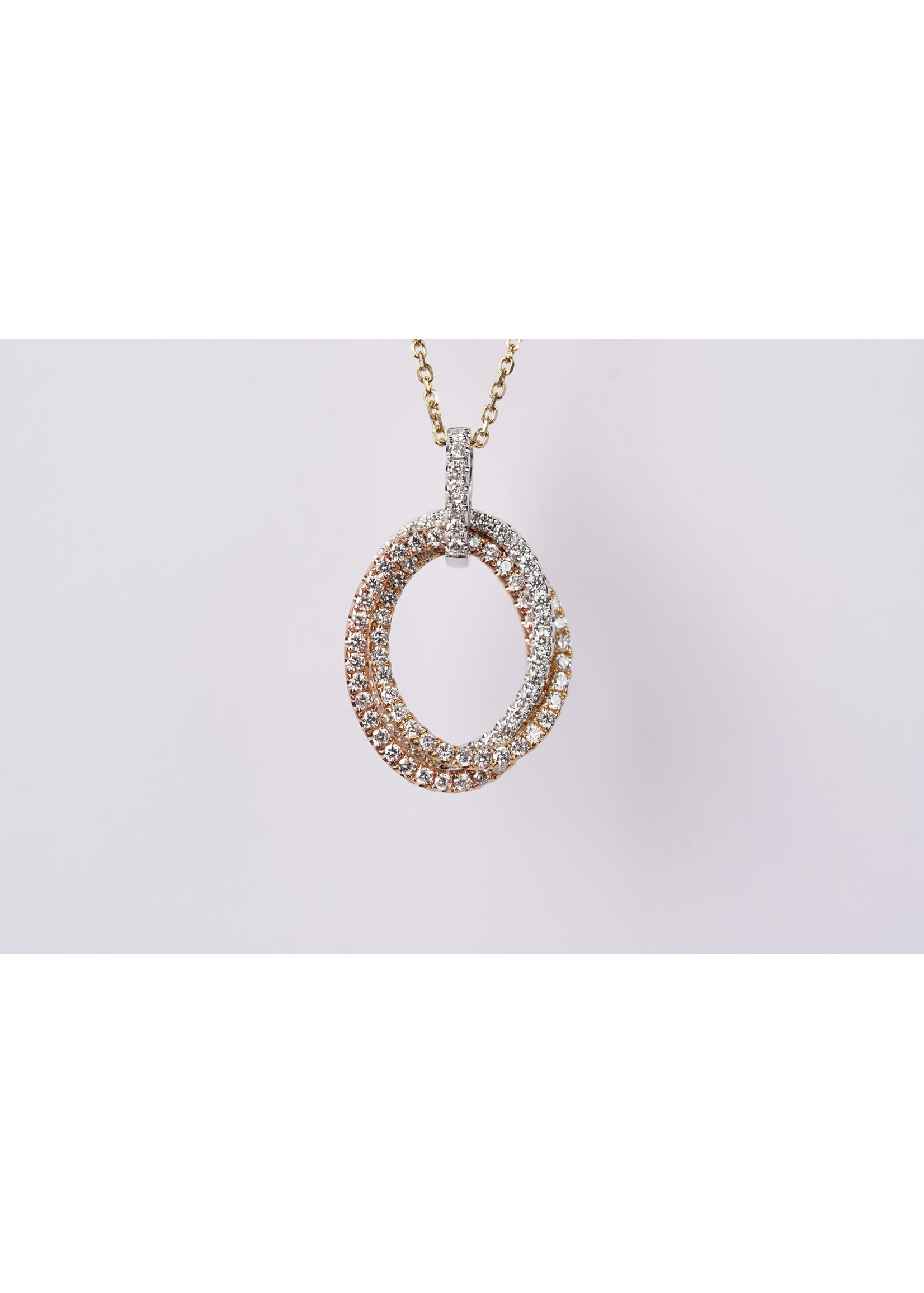 14KWYR 7.29g 1.62ctw Diamond Triple Oval Fashion Pendant 18"