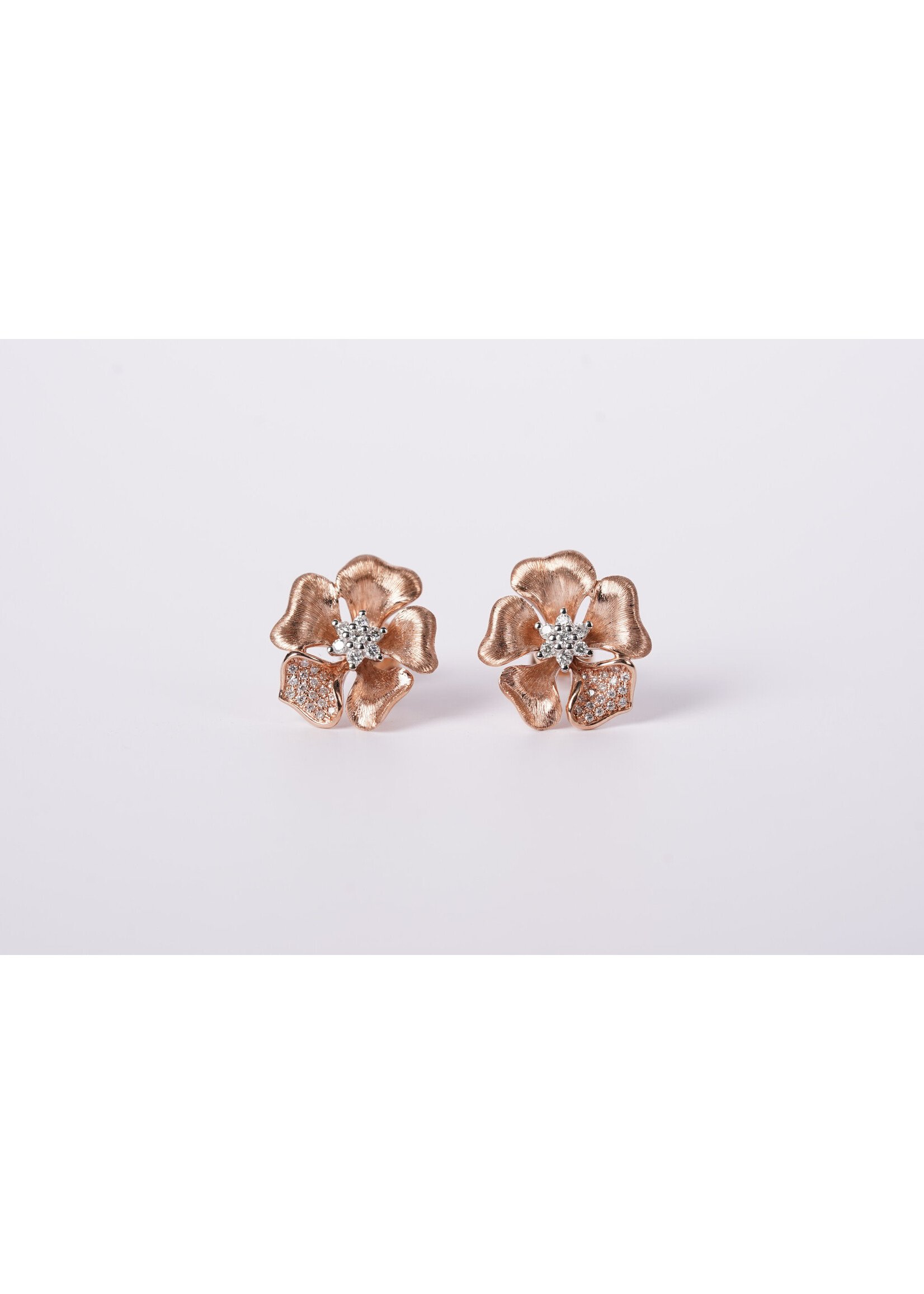 14KR 2.45g .18ctw Diamond Flower Stud Earrings