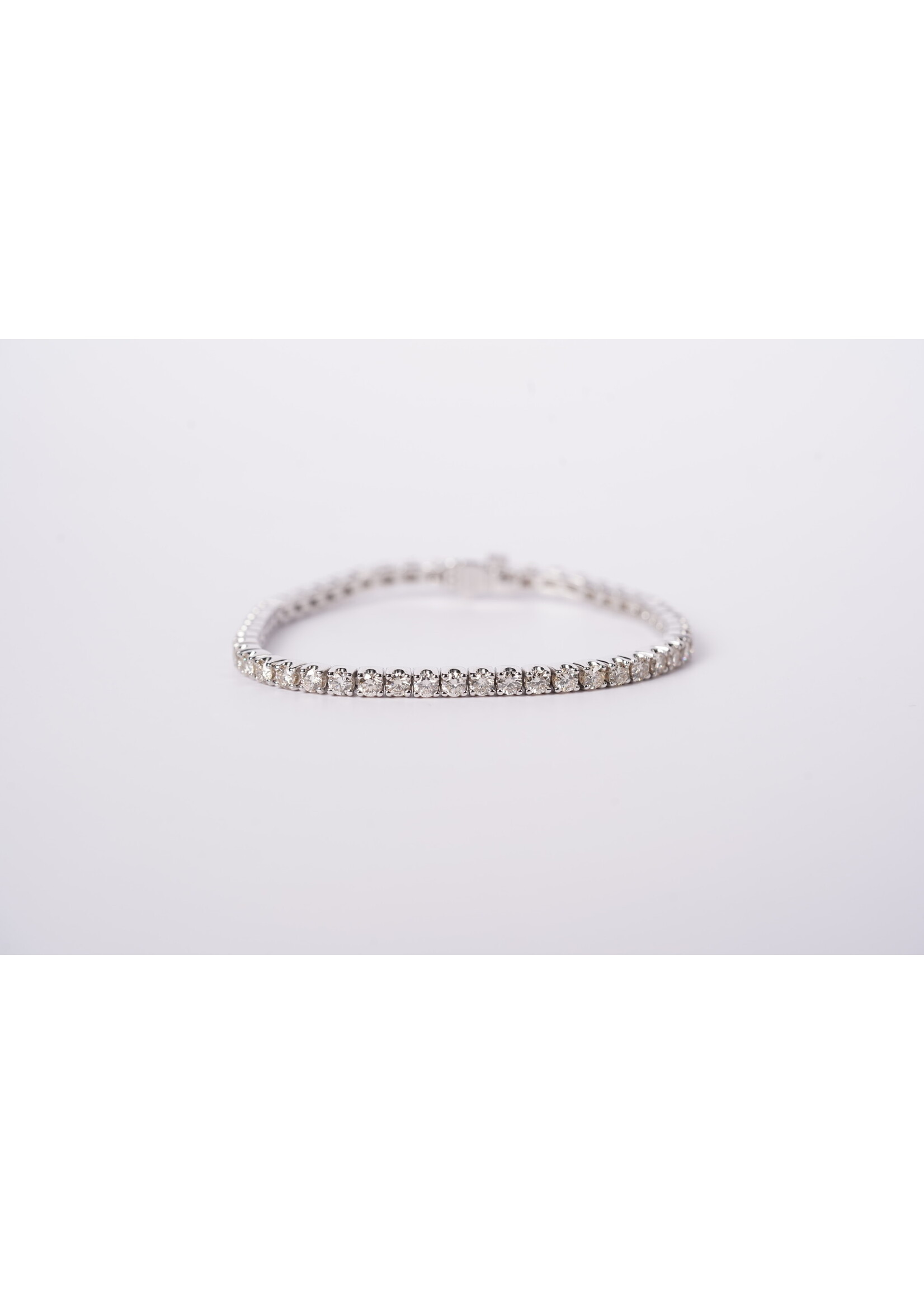 14KW 17.08g 5.96ctw H-J/SI1-SI2 Round Diamond Tennis Bracelet 7"