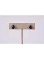 14kKW 1.81g 1.76ctw Amethyst & Diamond Halo Stud Earrings