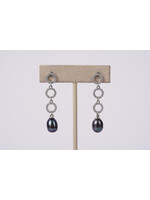 14KW 5.2g .50ctw Diamond & Tahitian Pearl Drop Earrings