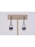 14KW 4.74g 2.96ctw Sapphire & Diamond Dangle Earrings