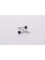 14KW 2.7g 1.36ctw Sapphire & Diamond Bypass Ring (size 7)