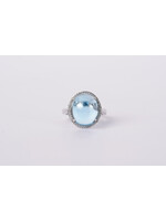 14KW 5.20g 8.04ctw (7.90ctr) Topaz & Diamond Halo Ring (size 7.25)