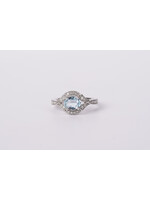 Platinum 6.67g 1.21ctw (.95ctr) Aquamarine & Diamond Fashion Ring (size 7)