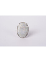 14KW 9.7g 11.73ctw (10.48ctr) Opal & Diamond Halo Fashion Ring (size 6.5)