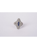 14KW 4.0g .84ctw Sapphire & Diamond Vintage Inspired Ring (size 7)