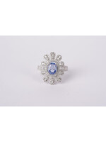 14KW 5.9g 2.35ctw (1.25ctr) Sapphire & Diamond Fashion Ring (size 7)