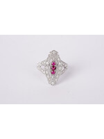 14KW 4.2g .84ctw Ruby & Diamond Vintage Inspired Ring (size 7)