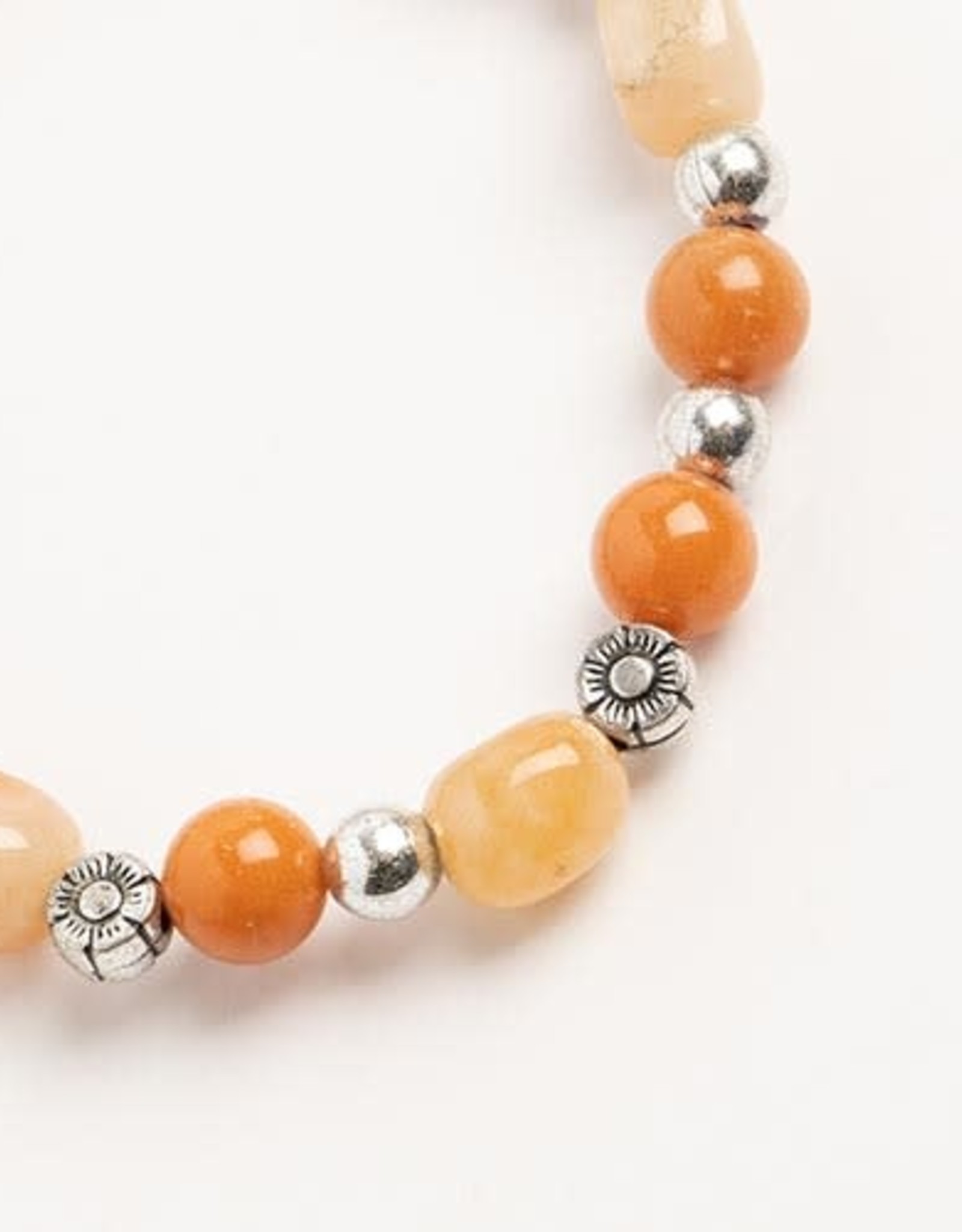 Jewellery/Bracelets Semi-Precious Stretch Bracelet Natural Peach w Flower Bead 27651000-108