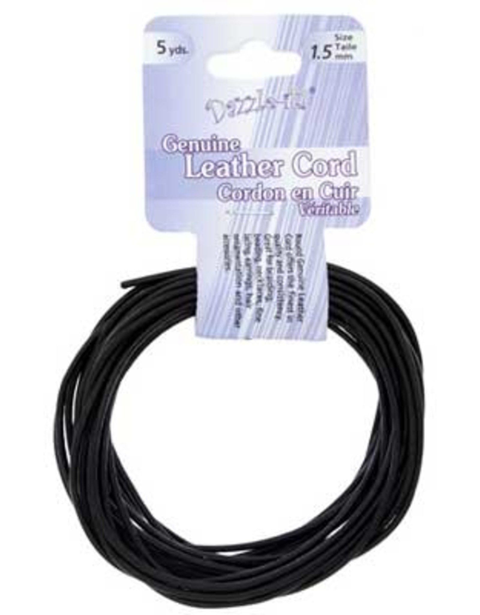 Craft Supplies Dazzle-It Genuine Leather Cord 1.5mm Round Black