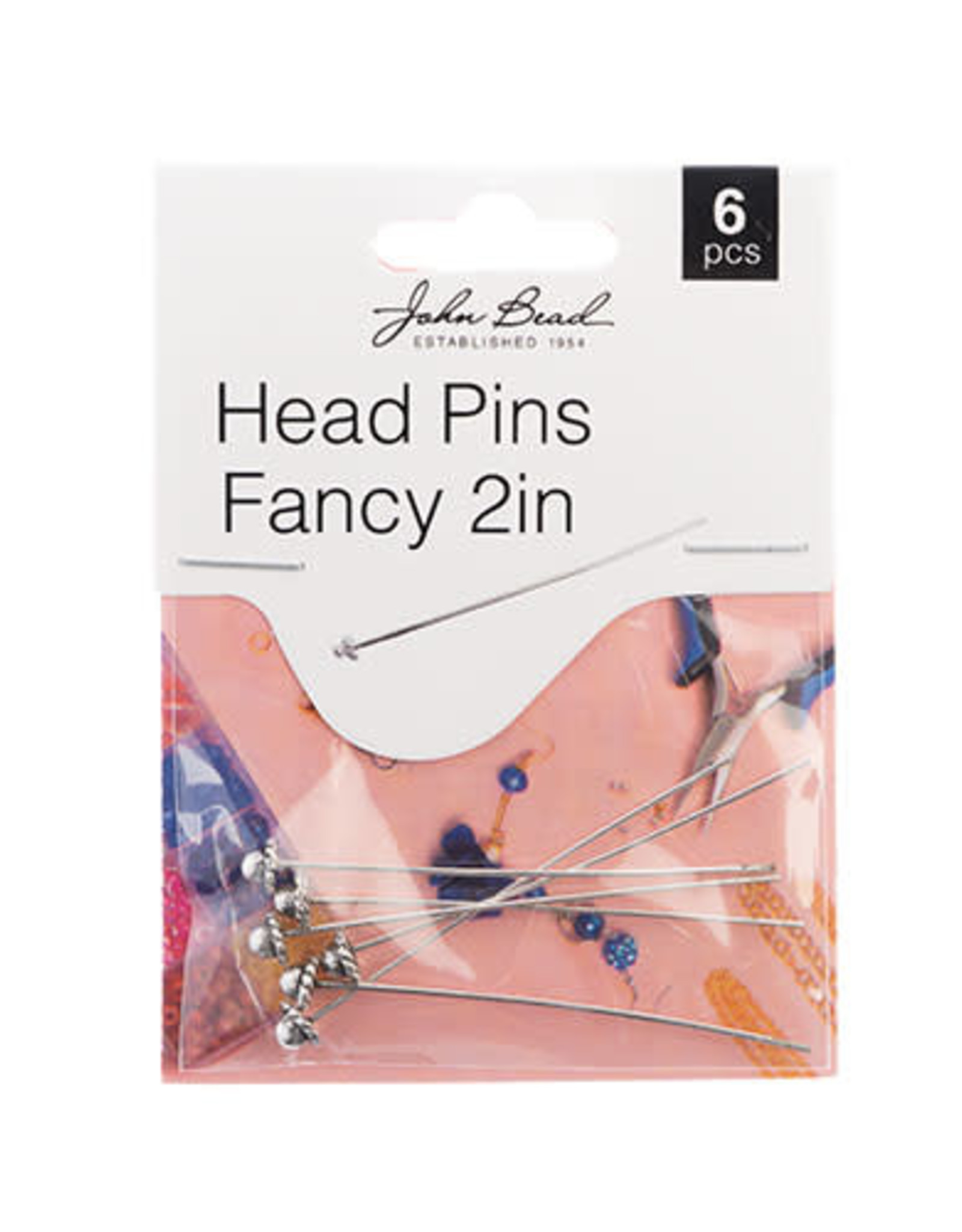 Craft Supplies Must Have Findings - Head Pins Fancy 2in Antique Silver 6pcs