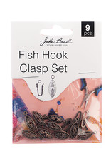 Craft Supplies Must Have Findings - Fish Hook Clasp Set (apx7x20mm) Antique Copper 9pcs