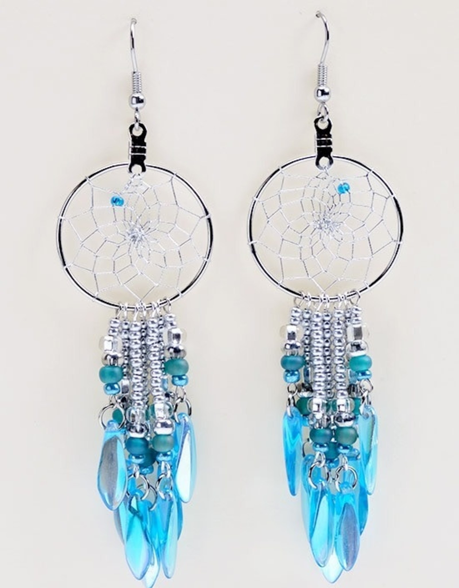 Monague Native Crafts Ltd 1" Dream Catcher  Earrings- Copper-Picasso Glass beads