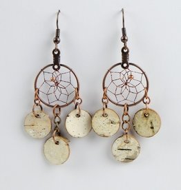 Monague Native Crafts Ltd Earrings - Dream Catcher - W/3 Sm BB Dangles 3/4"