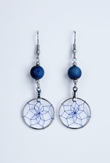 Monague Native Crafts Ltd Dream Catcher Earring /W Blue Druzy Crystal Bead