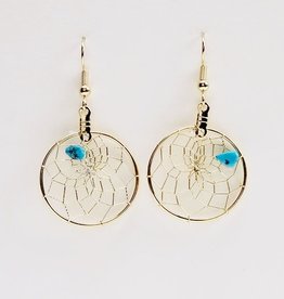 Monague Native Crafts Ltd 1" Gold D/C Earring Turquoise