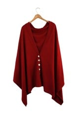 Chloe Angus Design Wool Button Wrap - Scarlet Long