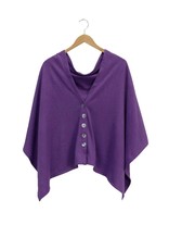 Chloe Angus Design Wool Button Wrap - Hyacinth Long