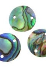 Abalone Shell Cabochon Flat Round Natural 12mm W/2 2mm Holes