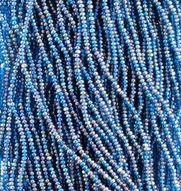Preciosa Czech Seed Bead 13/0 Cut Transparent Blue AB Strung  1096SH