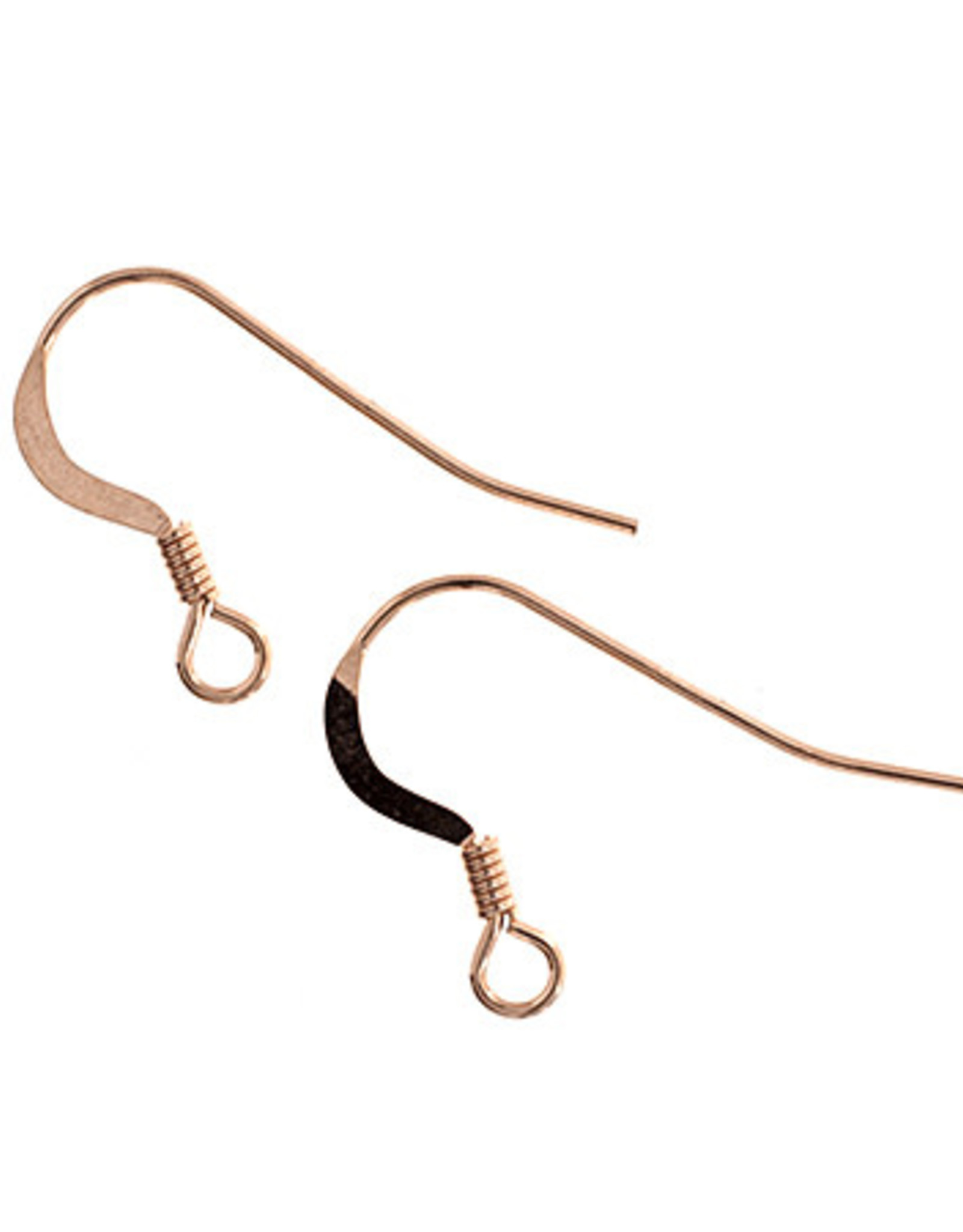 Craft Supplies RGF 14K Ear Wire Flat w/Coil (0.61mm) Aprx 1g Rose Gold Each Pair
