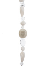 Crystal Lane Rondelle Czech Glass Beads 7in Strand Assorted Shape/ Size White and Crystal Snow and Ice