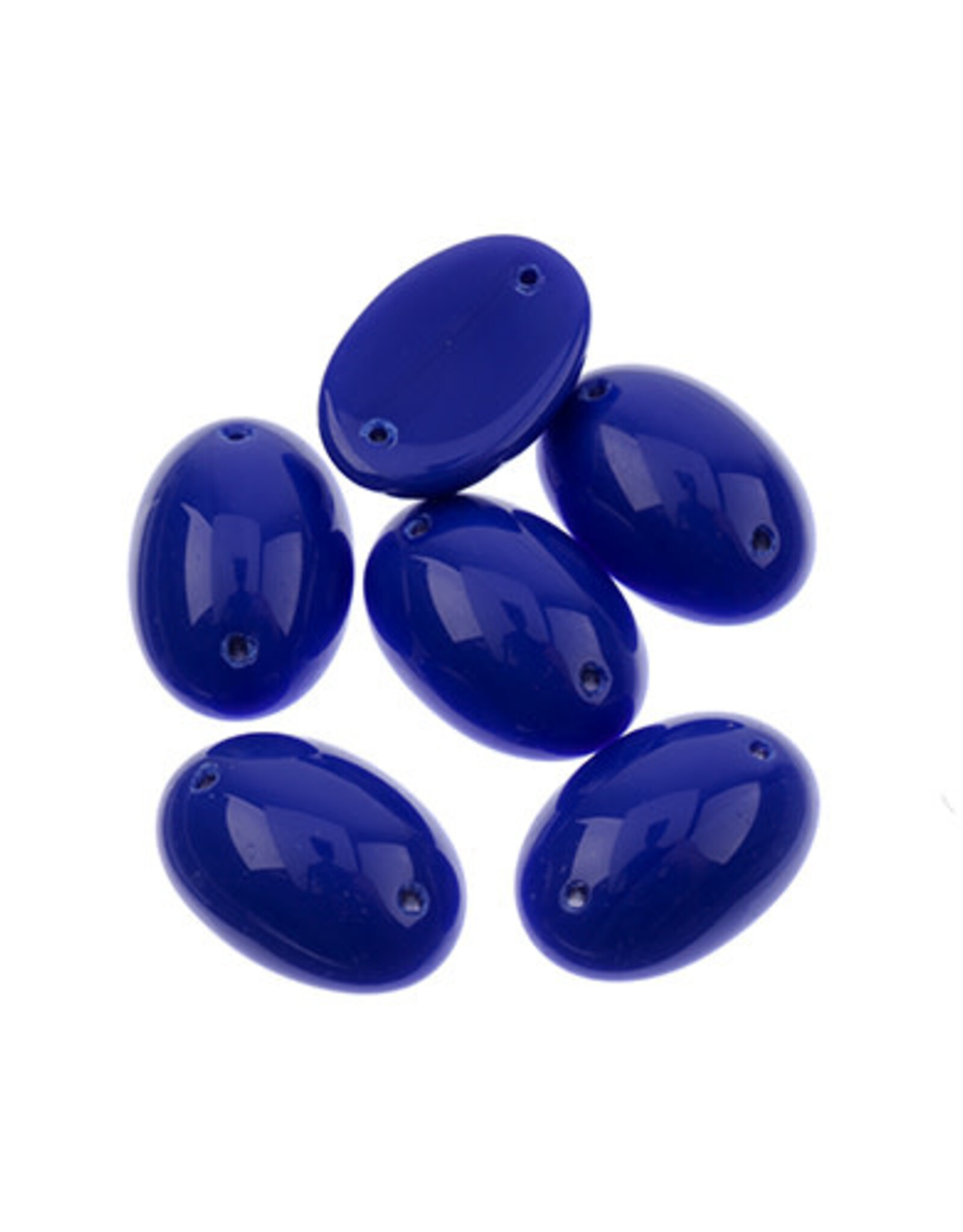 Craft Supplies Glass 2 Hole Cabochon 18x13mm Oval Opaque Navy 6pc