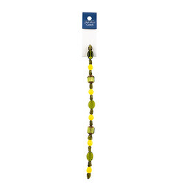 Crystal Lane Rondelle Czech Glass Beads 7in Strand Assorted Shape/ Size Green and Yellow Lemon Tree