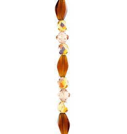 Crystal Lane Rondelle Czech Glass Beads 7in Strand Assorted Shape/ Size Amber Honey