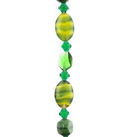 Crystal Lane Rondelle Czech Glass Beads 7in Strand Assorted Shape/ Size Back to Nature Greens