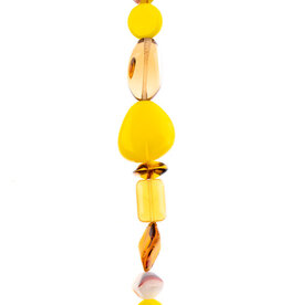 Crystal Lane Rondelle Czech Glass Beads 7in Strand Assorted Shape/ Size Yellows Sunshine