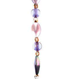 Crystal Lane Rondelle Czech Glass Beads 7in Strand Assorted Shape/ Size Purple Lavender Fields