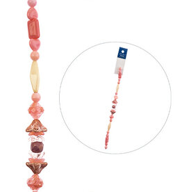 Crystal Lane Rondelle Czech Glass Beads 7in Strand Assorted Shape/ Size Pink Cotton Candy