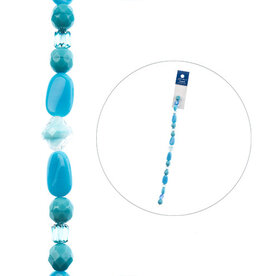 Crystal Lane Rondelle Czech Glass Beads 7in Strand Assorted Shape/ Size Sea