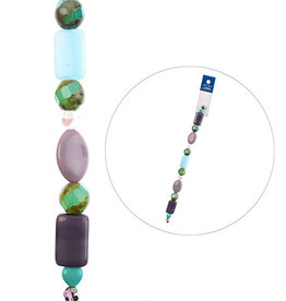 Crystal Lane Rondelle Czech Glass Beads 7in Strand Assorted Shape/ Size Purple and Mint Spring Magnolia