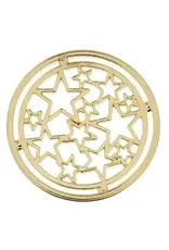 Beadwork Findings Gold Pendant Circle with Stars 22mm 6pcs