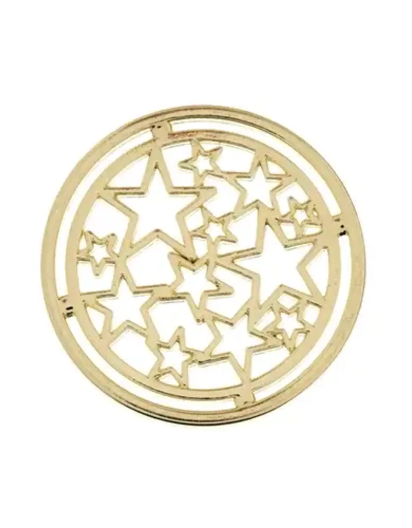 Beadwork Findings Gold Pendant Circle with Stars 22mm 6pcs