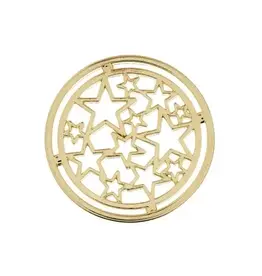 Beadwork Findings Gold Pendant Circle with Stars 22mm 6pcs