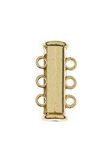 Beadwork Findings Gold Tube Slide Clasp with 3-Strands 2pc