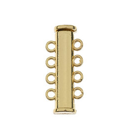 Beadwork Findings Gold Tube Slide Clasp with 4-Strands 2pc