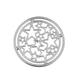 Beadwork Findings Silver Pendant Circle with Stars 22mm 6pcs