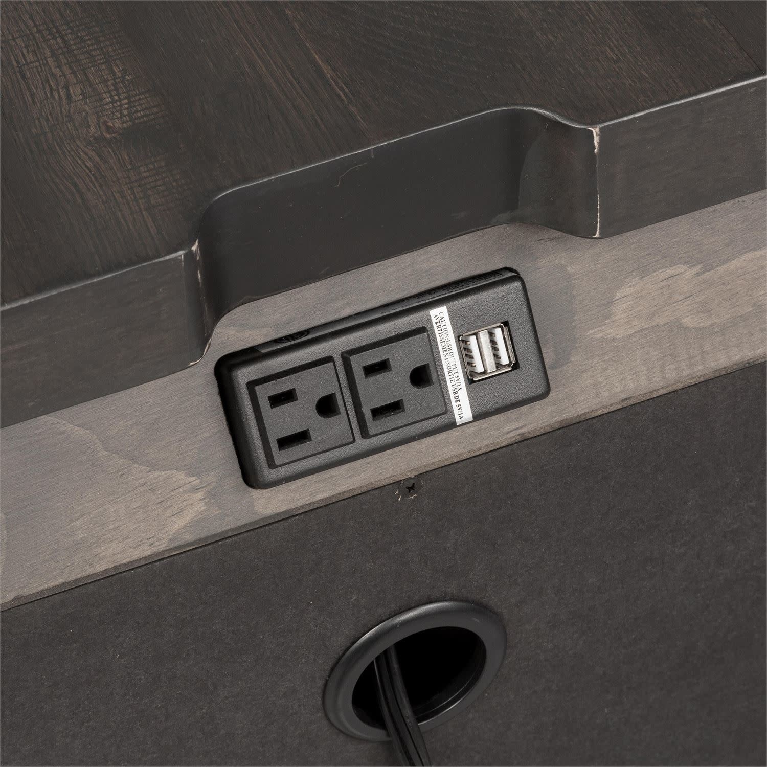 Harvest Home Night Stand w/ Charging Station Black Railey Design