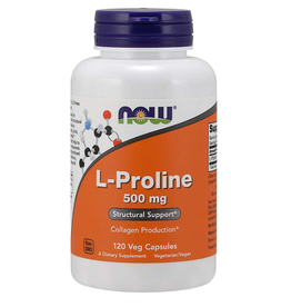 NOW FOODS AMINO ACID, L-PROLINE 500MG 120 VC (dimx5) -BO