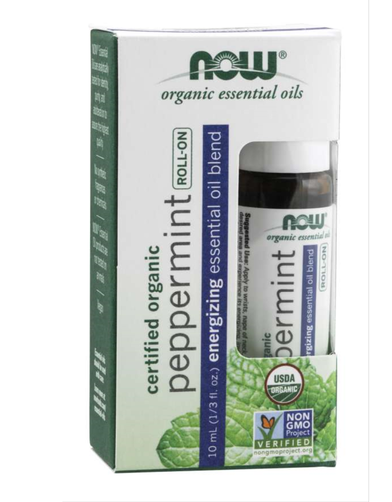 NOW FOODS ROLL-ON, ORGANIC PEPPERMINT 10 ML, ESSENTIAL OIL BLEND -S